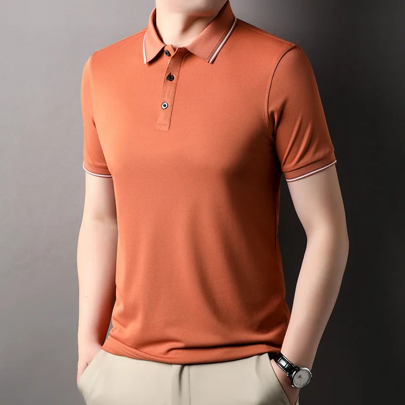 

Оптовая продажа OEM 2025 летняя акция дышащая однотонная мужская рубашка поло с короткими рукавами свободного покроя