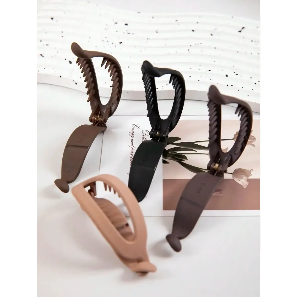 1/4pcs Matte Simple Banana Shape Hair Clips, Elegant All-Match Versatile Daily & Casual Gathering Hair Accessories For Women, Fall, Travel, Hair Tools, Accessories Women, Hair Stuff, Fall, Hair Accessories Women, Hair Tools, Hair Stuff - Detail 1