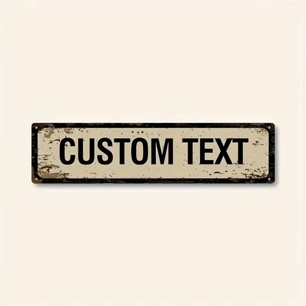 CIFbuy 40x10cm Vintage Metal Plaque Cream Weathered Rust, Personalized Custom Text Indoor Wall Ornament for Cafe Bar Pub