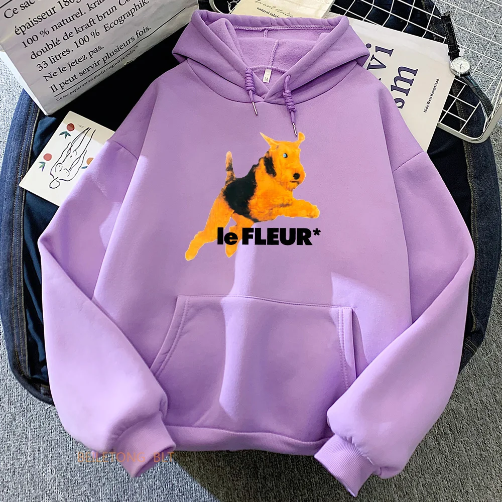 Lee Fleurr felpe con stampa cane donna/uomo Kawaii Cartoon Graphic felpe per autunno Casual manica lunga pullover con cappuccio femminile