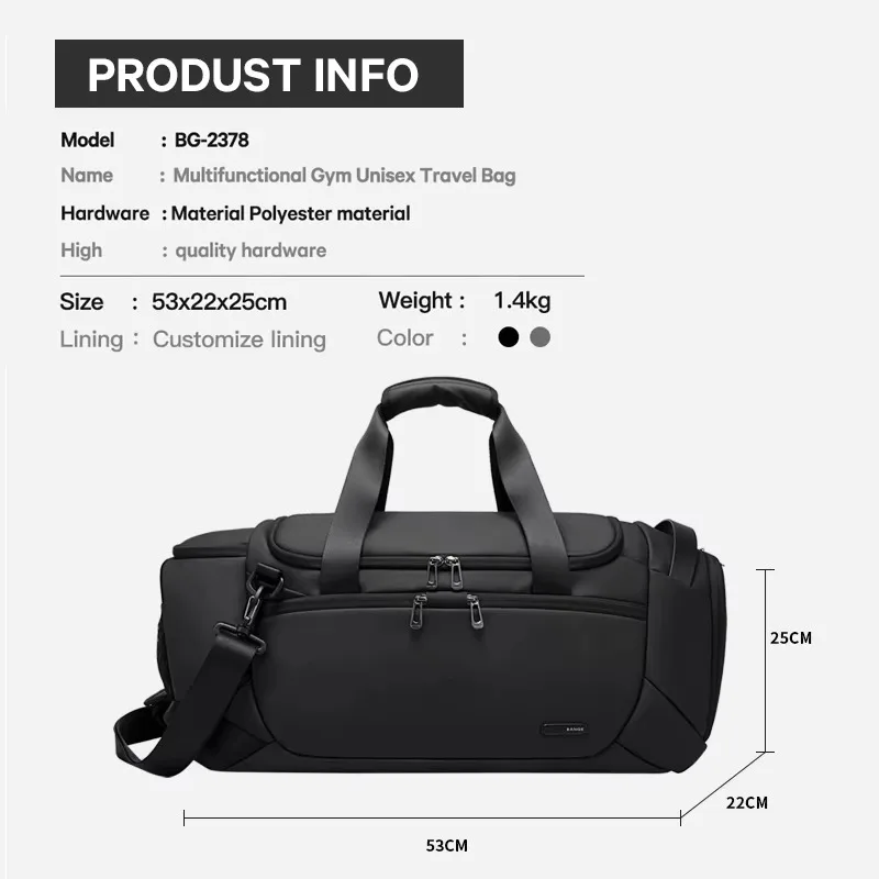 Men's Sports Gym Bag for Fitness Training, Waterproof Outdoor Sport Bag with Dry Wet Separation, Ideal Travel Bag for Active Lif