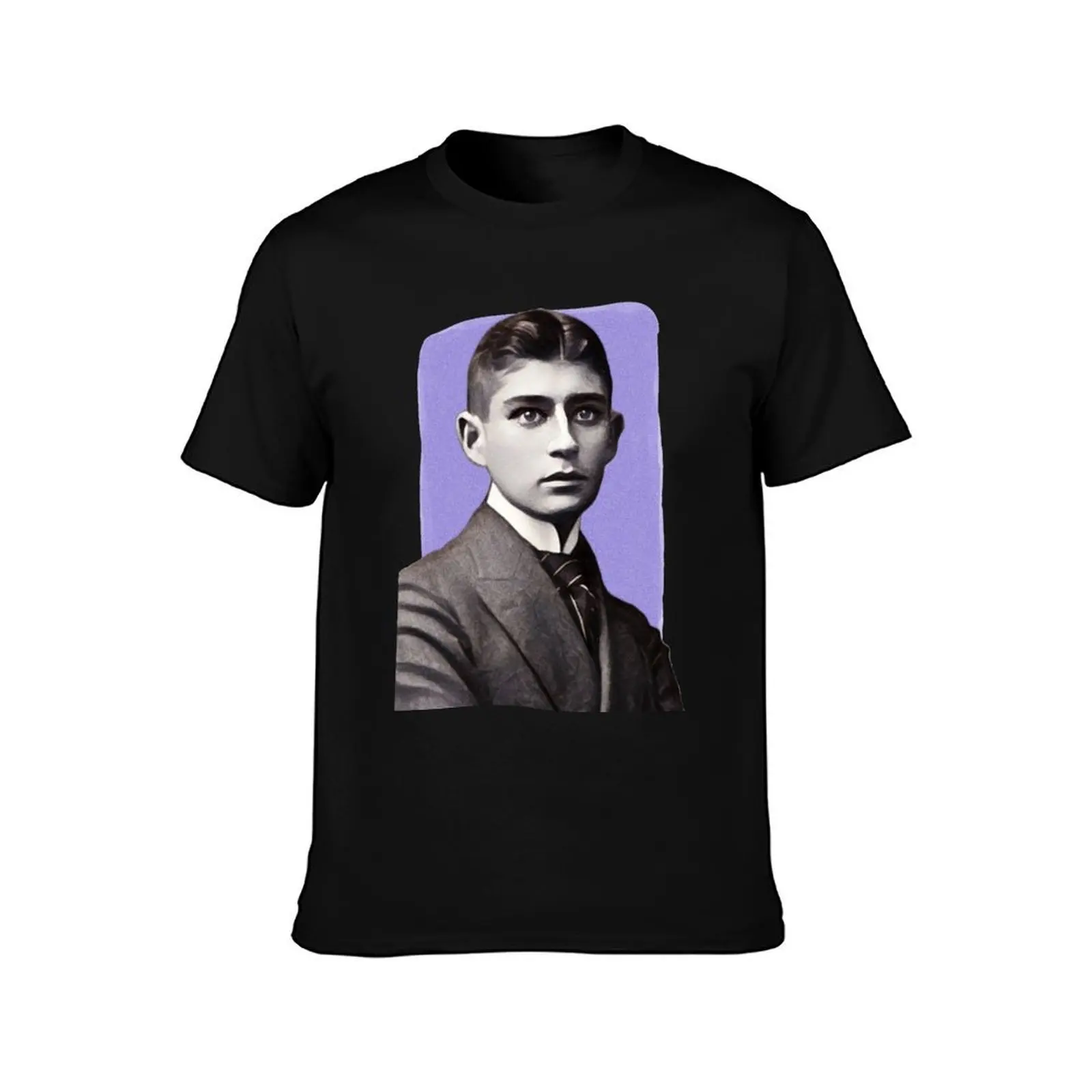 Czech Writer Franz Kafka - purple - illustration T-Shirt Summer Casual Cotton Tee Oversized Streetwear Tops Unisex Men Women