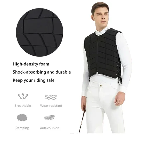 Imagen 2 del producto Chaleco de equitación para montar a caballo, chaleco de seguridad ecuestre para rodeo, equipo de protección Unisex para niños y adultos, protectores corporales para jinete