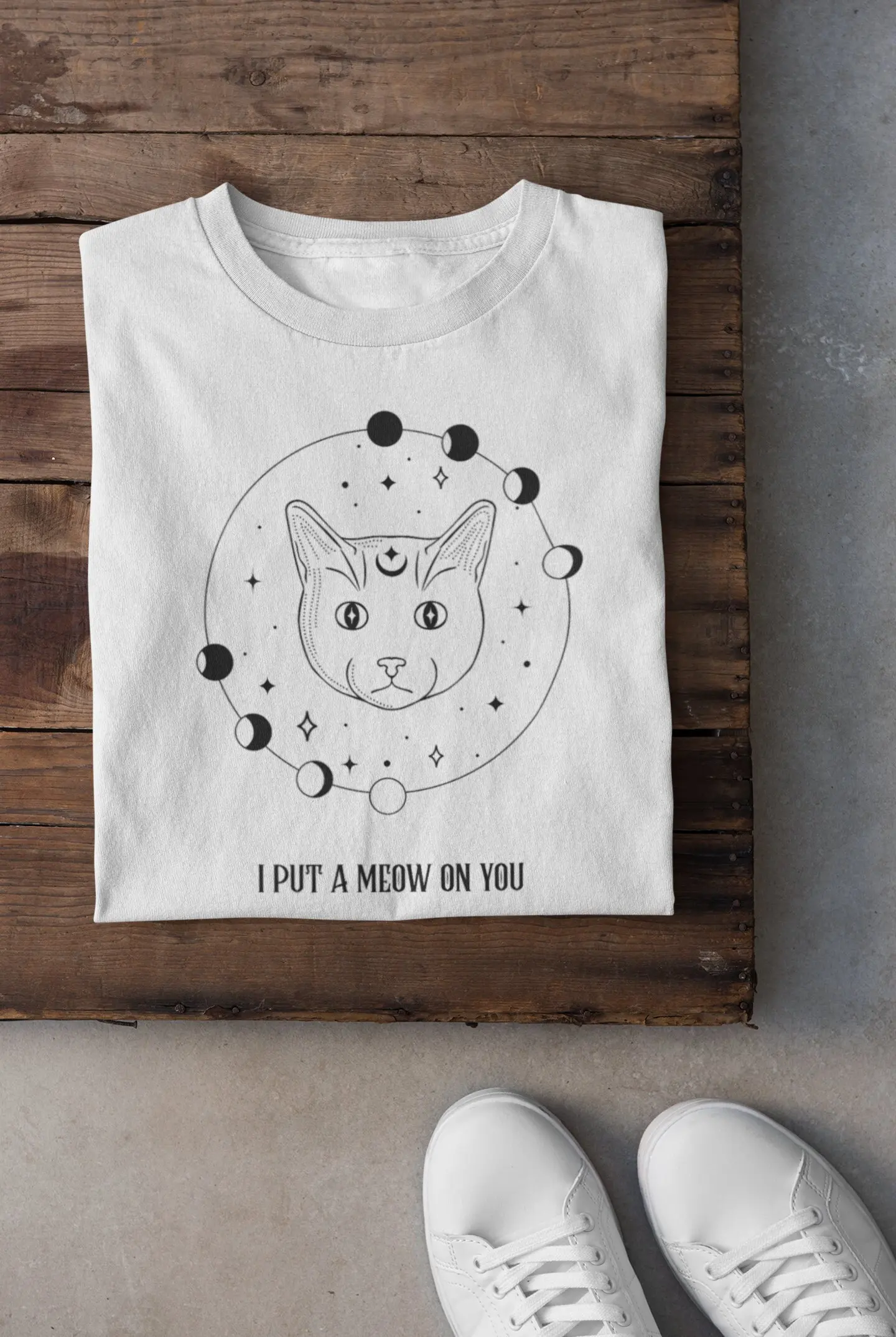 Moon Cat T Shirt Child Shapes Zodiac Astrology Meowgic Witch Love Chrystal Witchy Vibes Spiritual