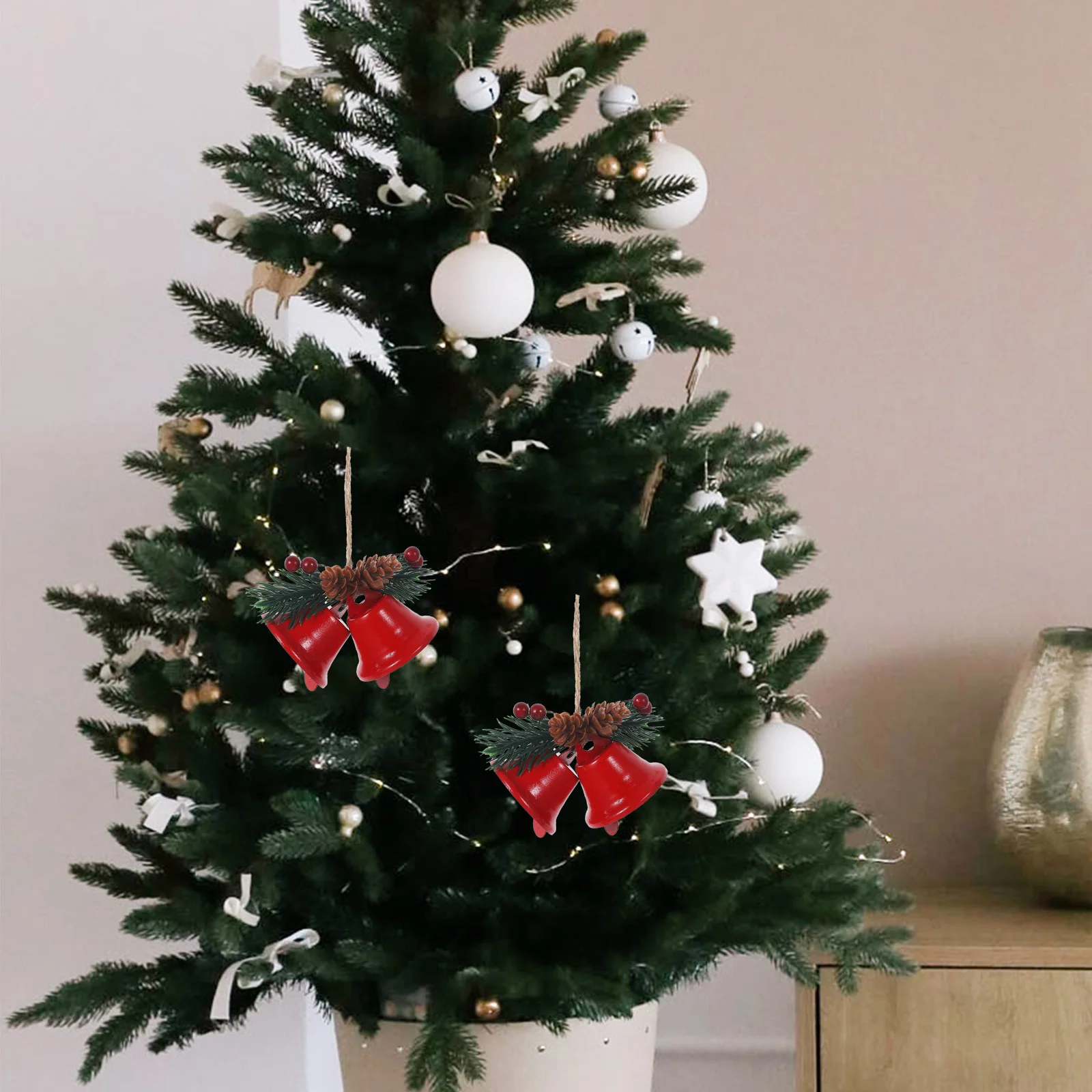

6Pcs Metal Baked Paint Bells Christmas Tree Pendant Xmas Hanging Bell Decorative Pendant Party Bell Ornament Xmas Decoration