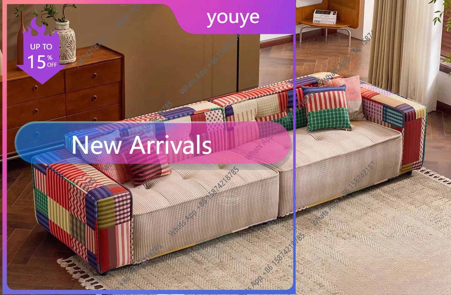 

A45 Rainbow Sofa Living Room Color Matching Small Apartment Toast Fabric Sofa 2026 New Designer Model