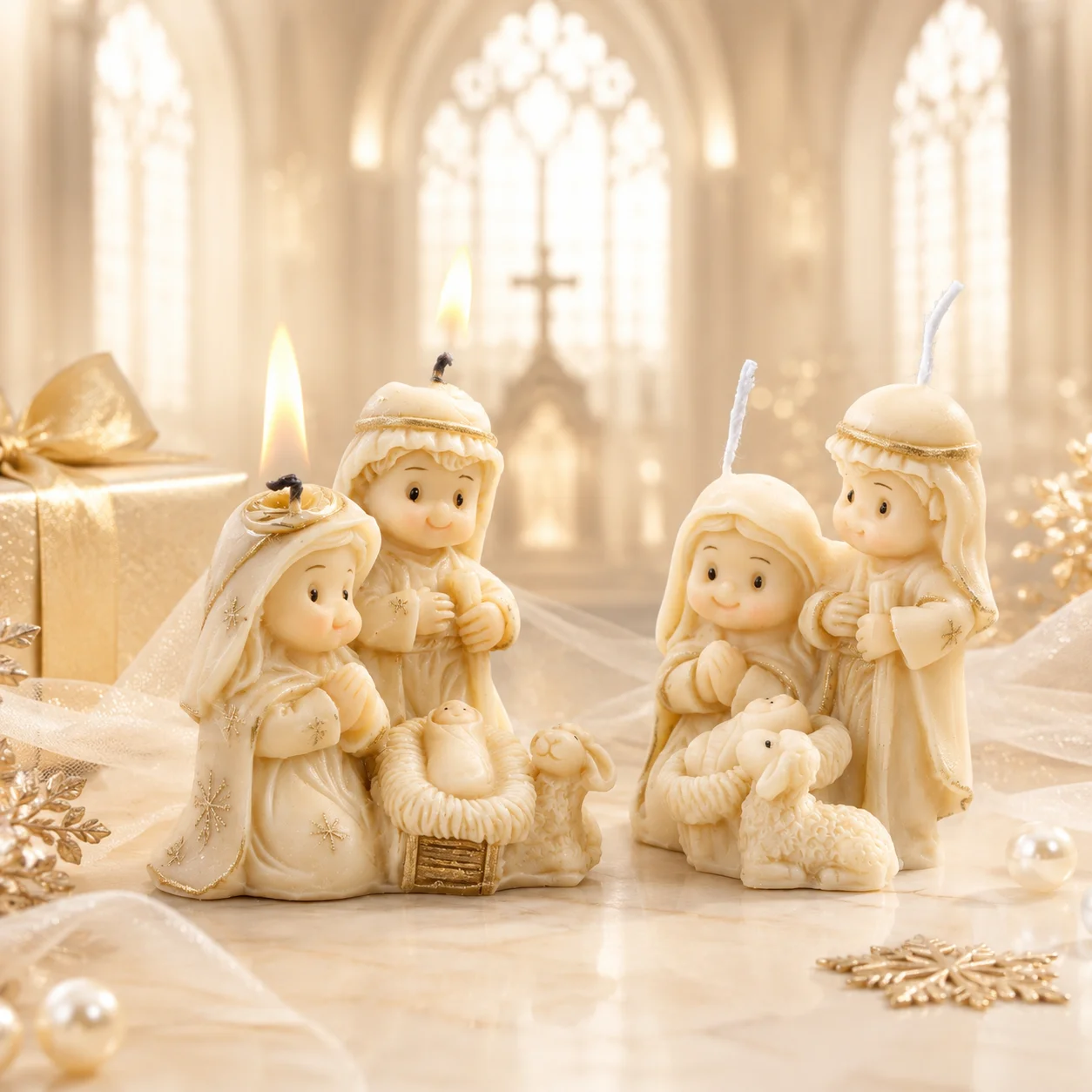 3D Nativity Scene Silicone Candle Mold, Holy Family Baby Jesus Angel Resin Soap Plaster Mold, DIY Home Decor Gift Craft Mold