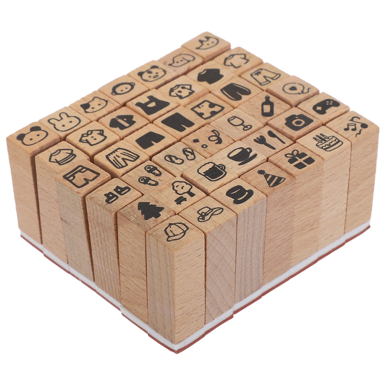 

42Pcs Mini Wood Rubber Animal Stamps Set for Crafting Kids Scrapbooking Handmade Cards Journals DIY Stationery