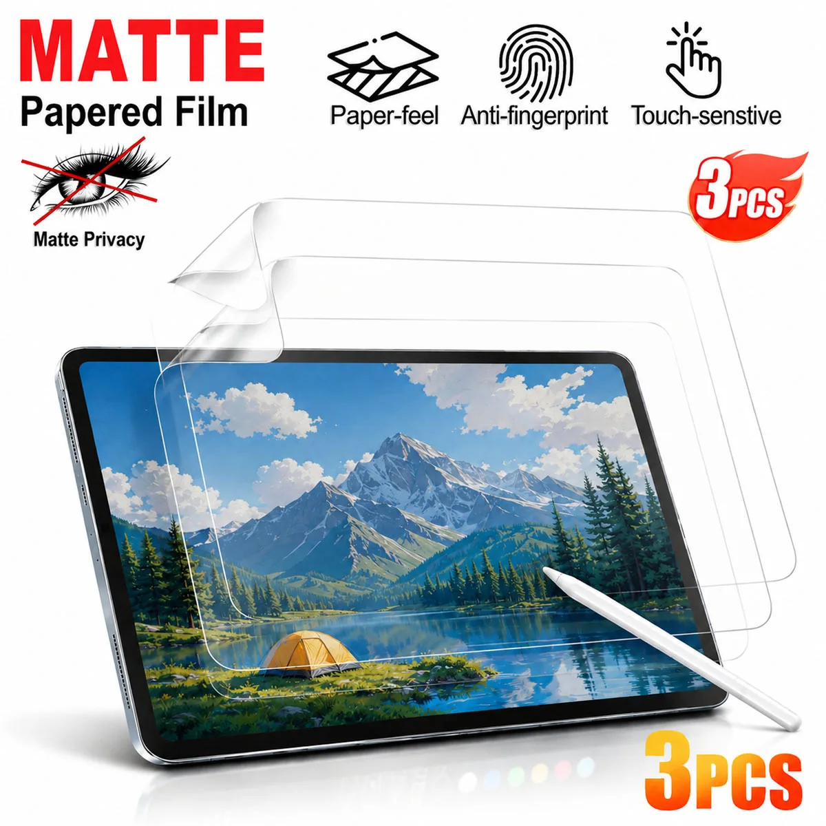 3Pack, Tablet Screen Protector, Paper Like Texture, Frosted, Suitable For IPad 10th Generation/A16/M3/Air4/5/6/7/Pro 12.9/10.2