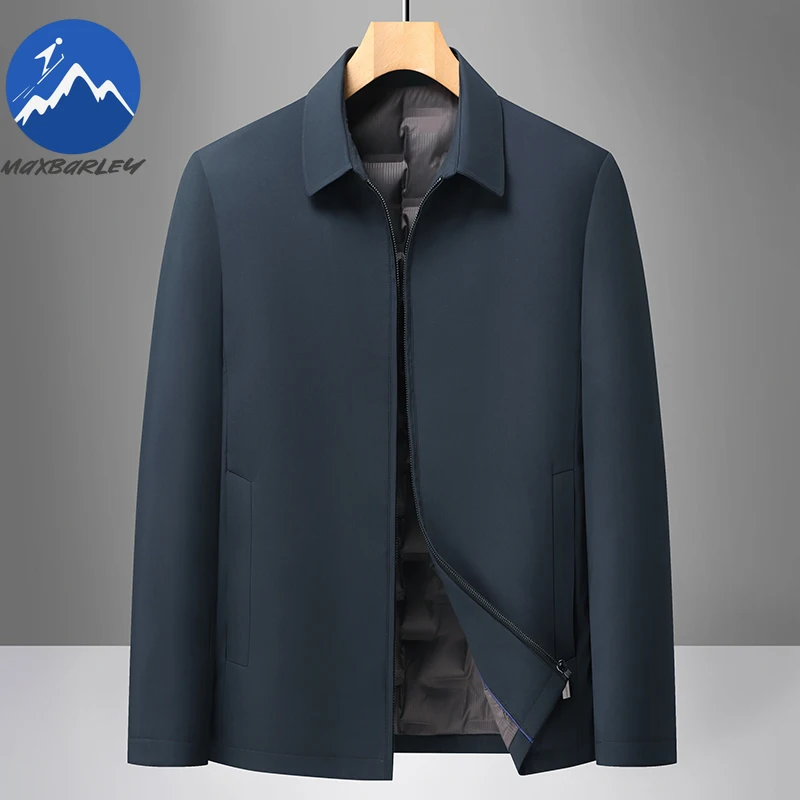 Maxbarley New Men Down Jacket 2025 Comfortable Outdoor Work Windproof Puffer Coat Classic Business Lightweight Winter Jackets