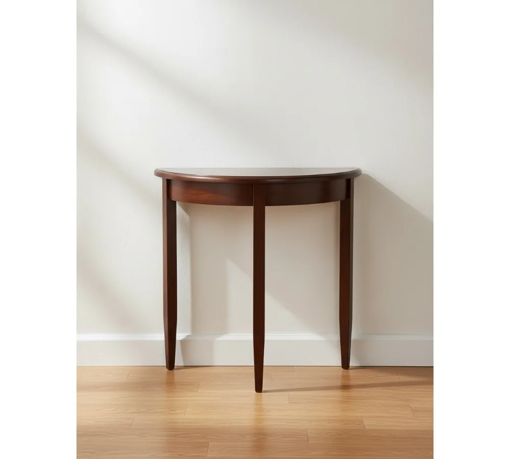 

Элегантный стол в форме полумесяца из орехового дерева, 32 дюйма, современный приставной столик для гостиной с коническими ножками