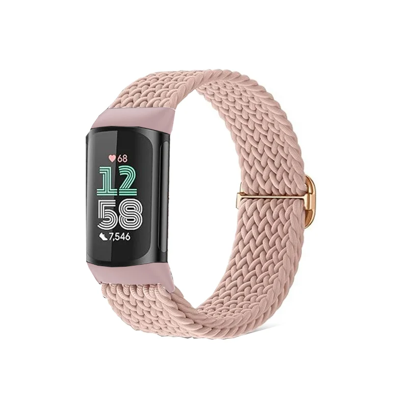 Dehnbares Nylonarmband für Fitbit Charge 6 5, elastisch, gewebt, weich, Sport, atmungsaktiv, Uhrenarmband, Schlaufenersatz für Fitbit Charge 5 6 – Detail 3