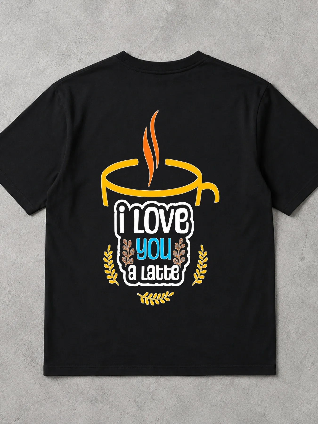 Men's Streetwear Graphic T Shirt Casual Oversized Short Sleeve Tee Printed With A Steaming Coffee Cup And I Love You A Latte Tex