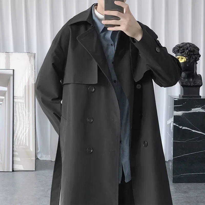 أزياء العلامة التجارية رجال الأعمال سترة واقية سترات طويلة الكورية نمط الربيع خندق معطف الذكور الشارع الشهير سترة واقية خندق معطف