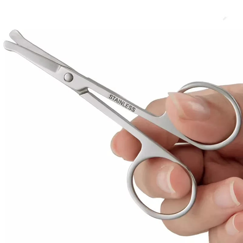 Stainless Steel Round Safety Nose Hair Scissors Makeup Tool Eyebrow Scissor-1Pcs