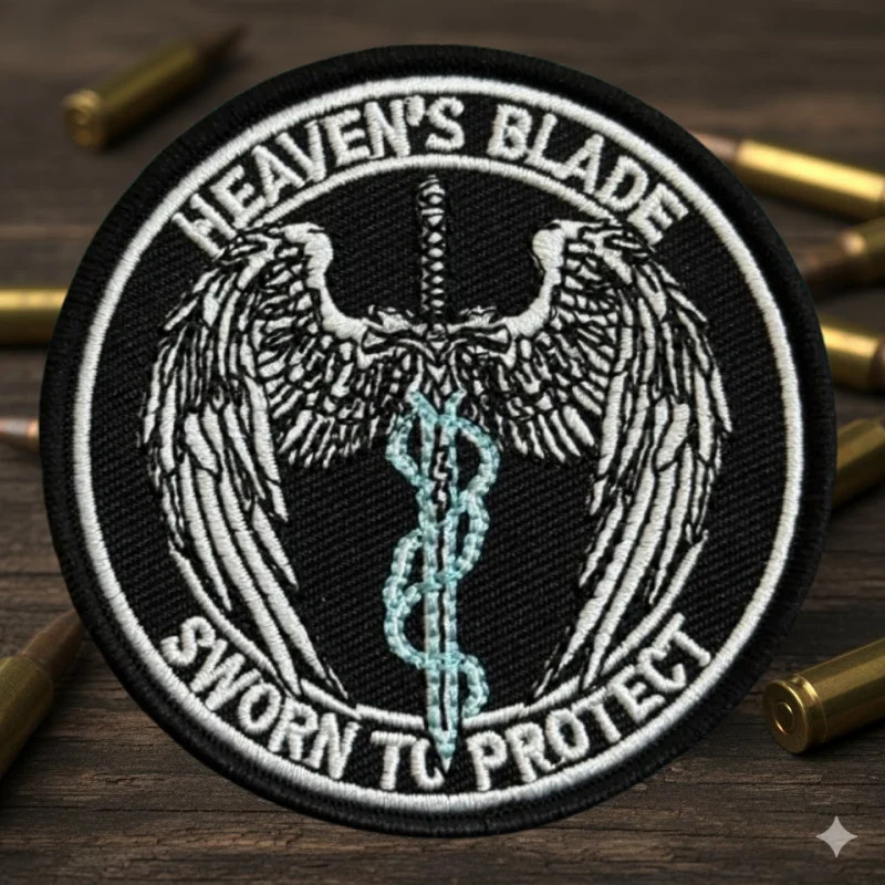Parche bordado táctico Heaven's Blade con velcro gancho y bucle - imagen 3