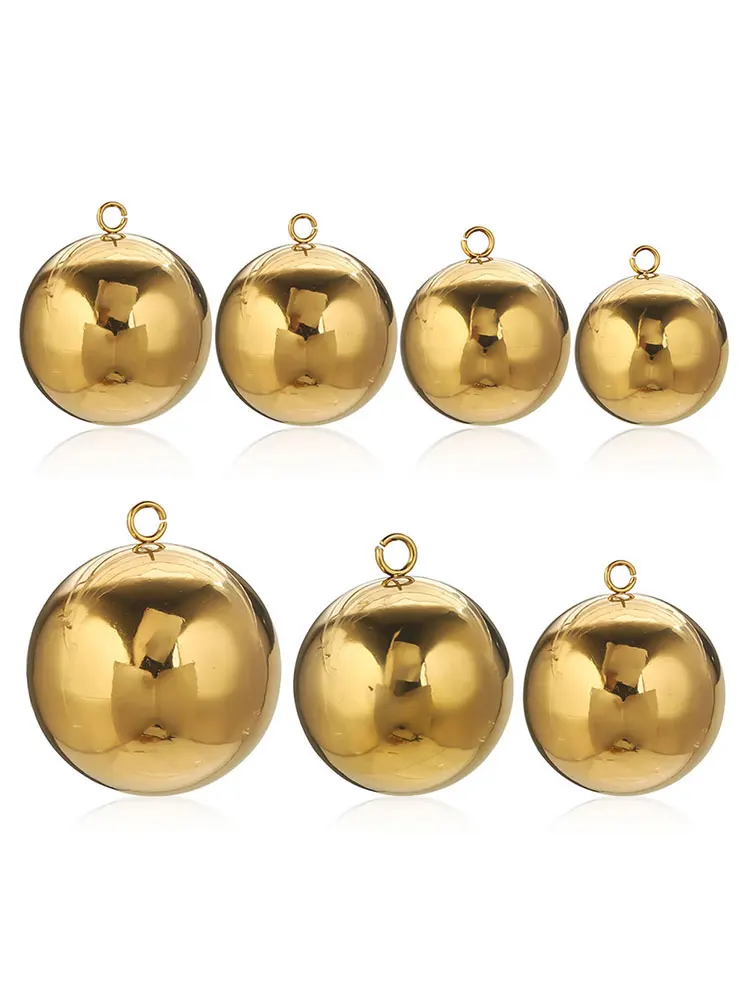 4 pièces 14/16/18/20/25/30mm en acier inoxydable boule creuse perles breloques PVD plaqué or bricolage femmes boucles d'oreilles fabrication de bijoux accessoires