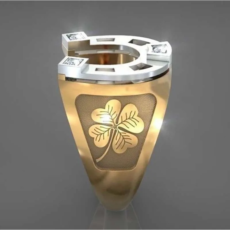 New Two-Color Flower Ring Fashion OL Personality Trend Four-Leaf Clover Ring Holiday Gift Wholesale