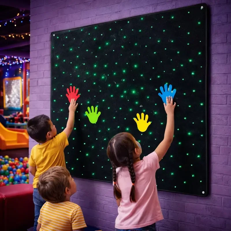 Interactive Fiber Optic Carpet Sensory Exploration Rug Soothing Visual Experience Starry Sky Glitter Mat for Treatment Center