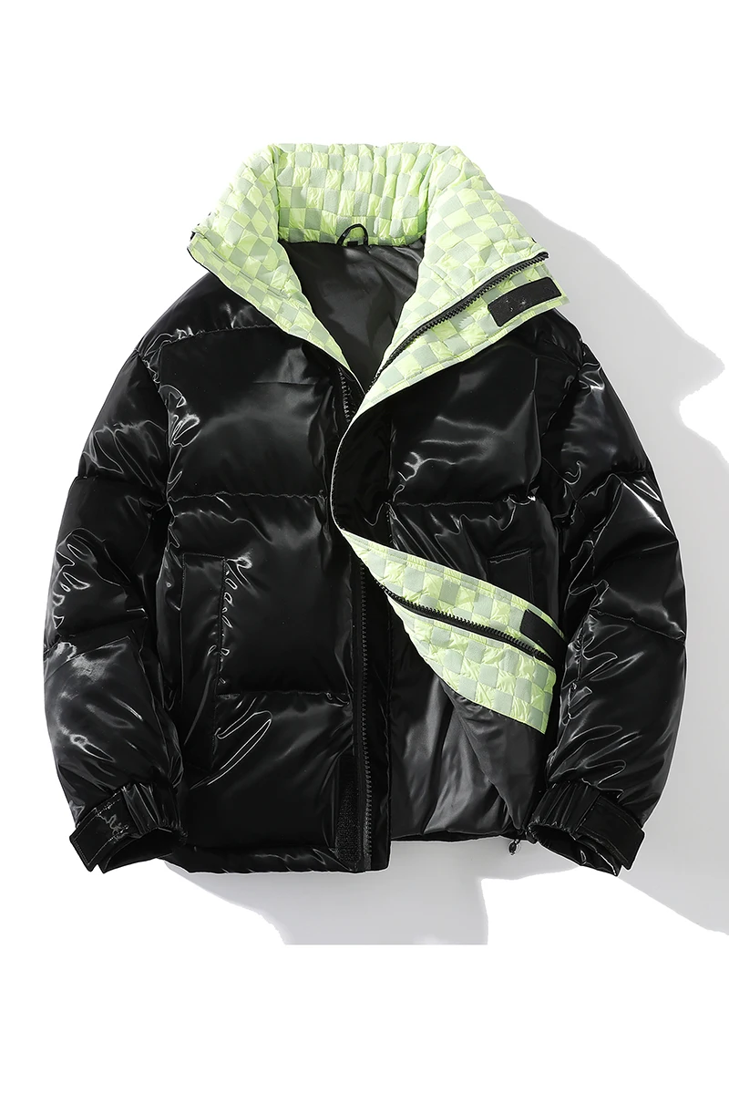 

Новая модная свободная мужская пуховая куртка с блестящей поверхностью, теплая зимняя куртка для пар с ярким узором, верхняя одежда из полиэфирного волокна