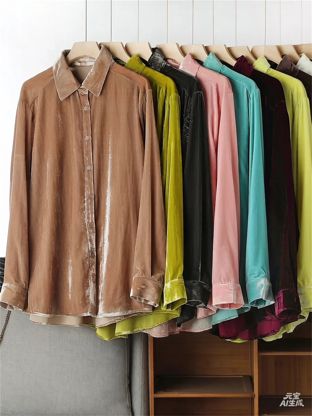 Plus size Shirt women Long Sleeve Spring Autumn Pure Casual Outerwear velour Shirt Premium Feel  Velvet blouse