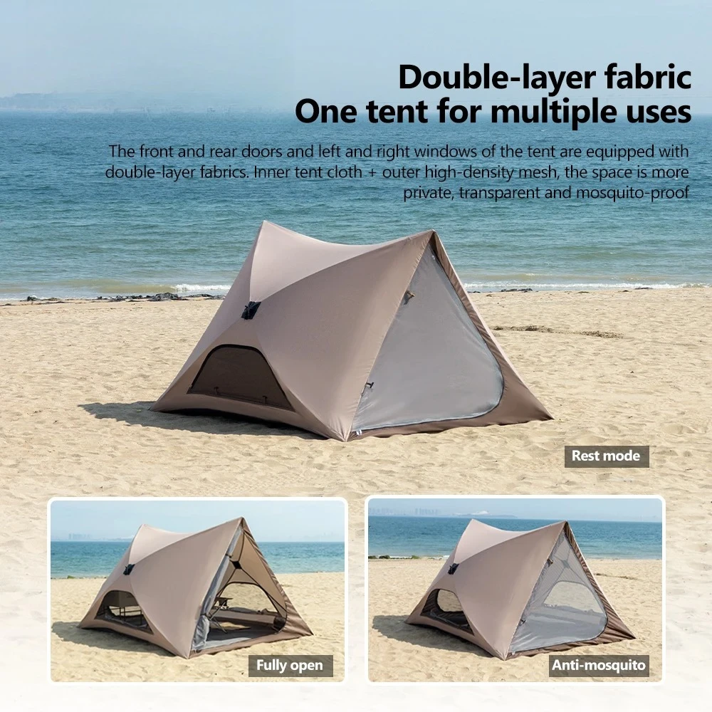 

Быстрая установка складная семейная палатка для кемпинга с защитой от солнца, легкая палатка для пляжного парка Sonuto, мгновенная всплывающая палатка для 2–4 человек