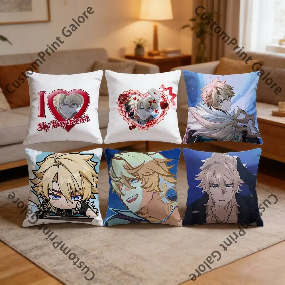 

Varka Genshin Polyester Printed Pillow Cover Square 30 35 40 45 50 55 cm Soft for Sofa Bed Car Home Decor
