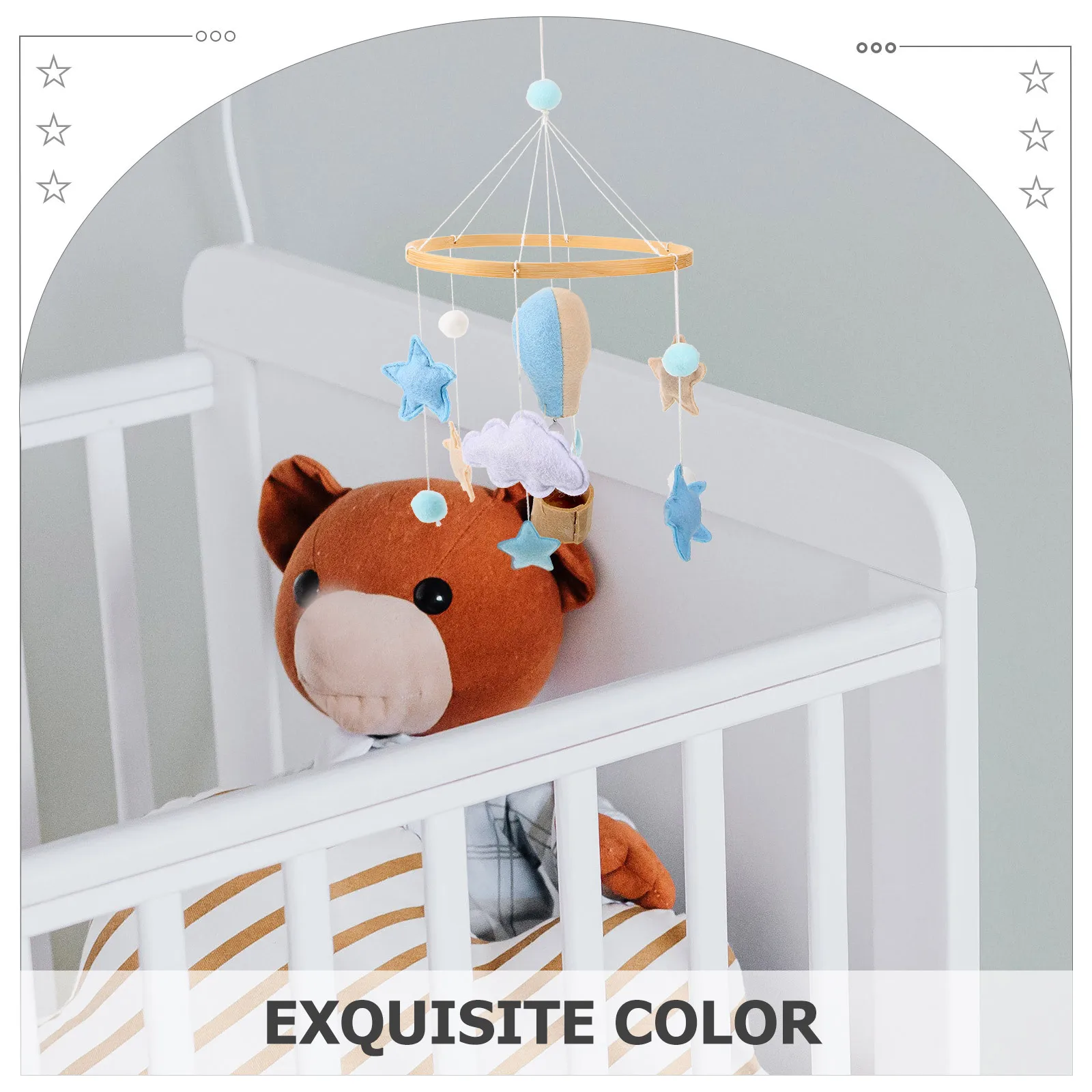 

Baby Crib Mobile Felt Ball Star Pendant Soft Lightweight Hanging Decoration Baby Bed Ornament for Girls Nursery Room