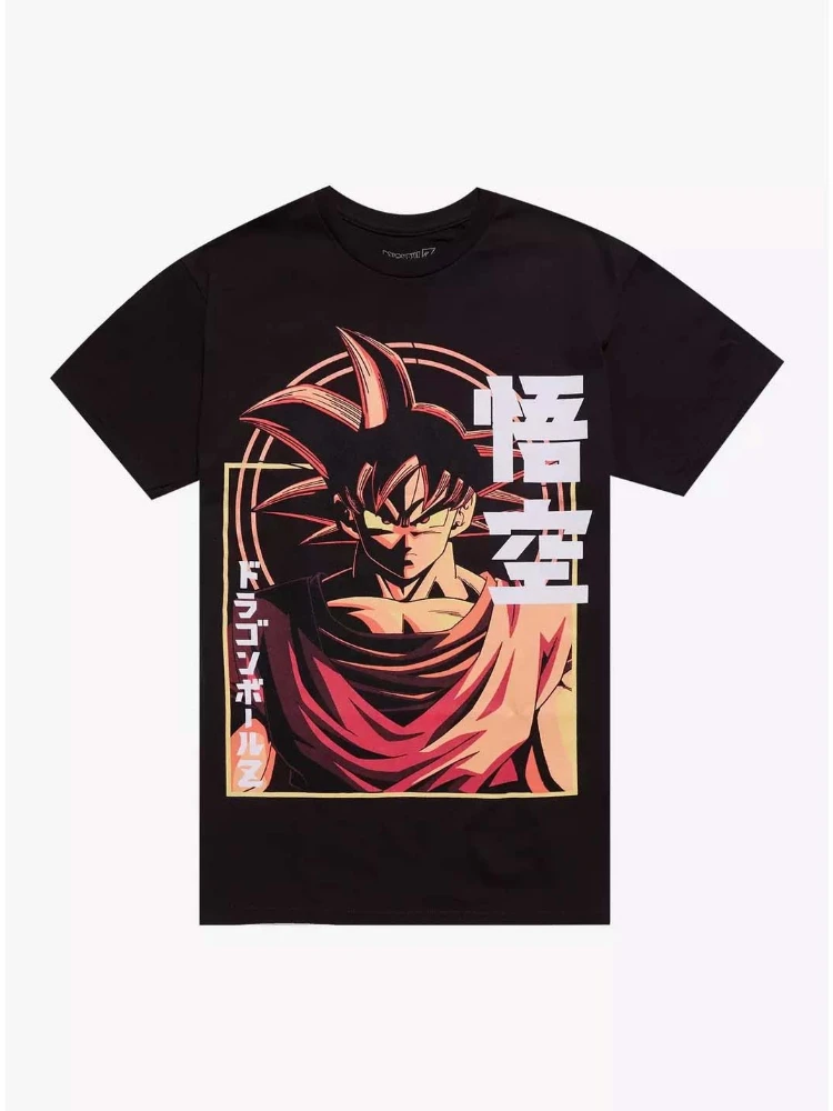 Bandai 2026 novo dragon ball z goku oversized impresso de alta qualidade manga curta masculina pai-filho plus size solto camiseta