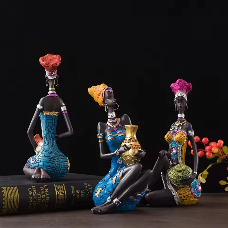 

African Black Women Resin Sculpture Exotic Holding Pottery Jars Home Living Room Desktop Decor Ornaments Art Figures latest 2026