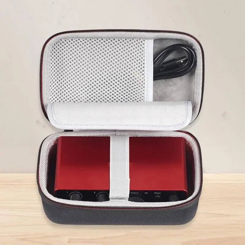 R91a حقيبة بوش الصلبة EVA لـ Focusrite Scarlett 3/4 Audios واجهات الحمل المقاومة للصدمات مع صندوق تخزين الجيب