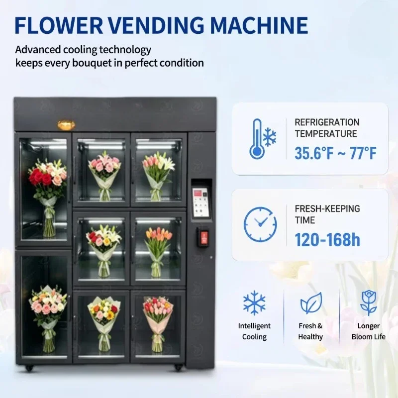 Flowers Vending Machines Sale Flower Vending for Sale QR Code Payment Cabinet Showcase for Supermarket Flower Shop