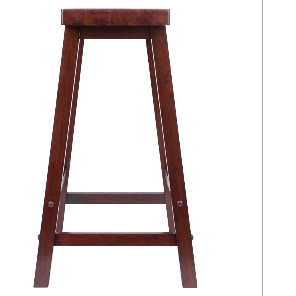 Modern Walnut Counter Stool 24 Inch Height - Space Saving Kitchen Bar Stool for Home Dining & Living Room