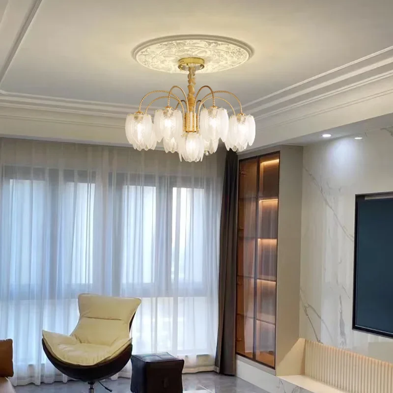 SANDYHA Unique LED Crystal Feather Chandelier Pendant Light for Bedrooms Living Rooms Dining Room Elegant Home Decor Statement