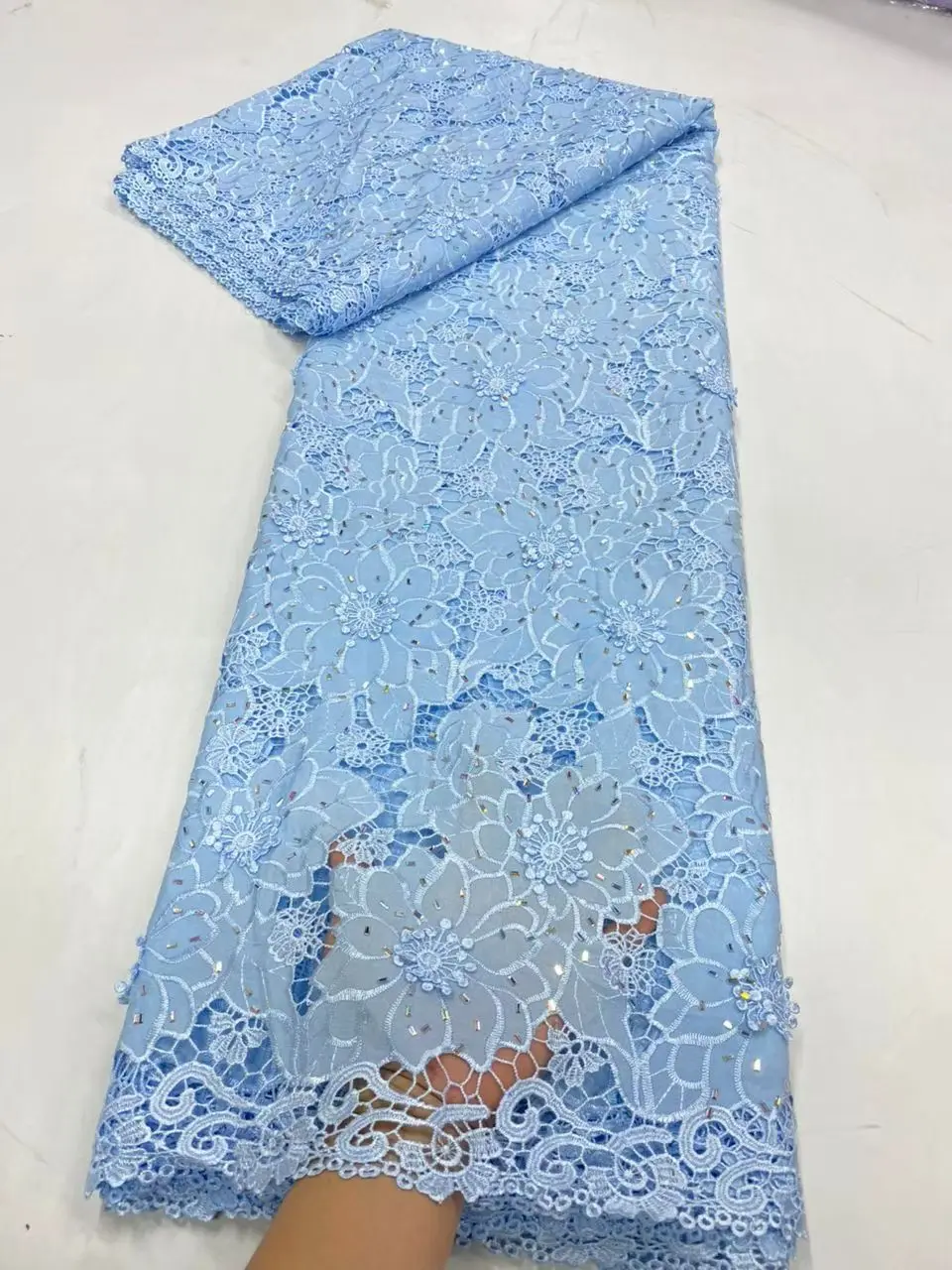 

Высококачественная африканская нигерийская хлопковая ткань с пайетками и вышивкой, кружево из тюля для роскошных платьев на выпускной/свадьбу, шифон, 5 ярдов, 2026 год