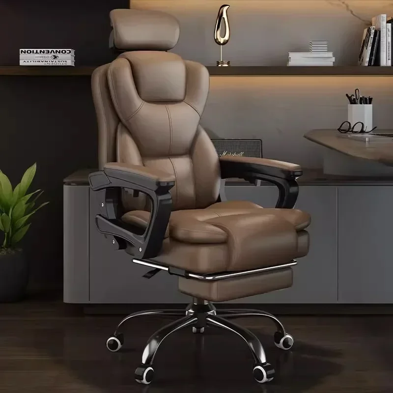 Conference Swivel Computer Chair Comfortable Rocking Leather Luxury Office Chair Retro Silla De Oficina Mid Century Furniture