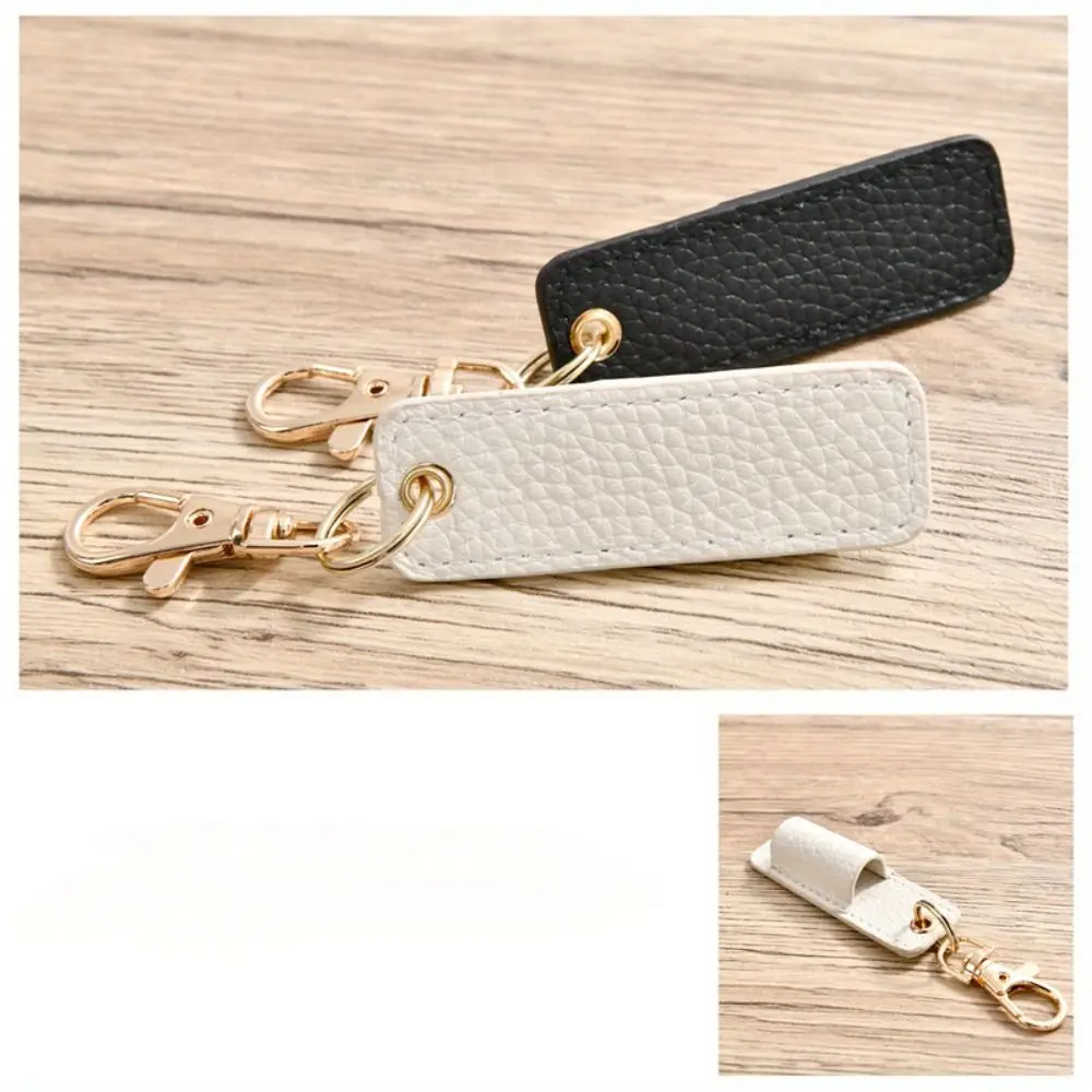 Portable PU Leather Lanyard Pen Holder Necklace Style with Keychain Pen Case Pen Clip Wear-resistant Durable Pen Pouch