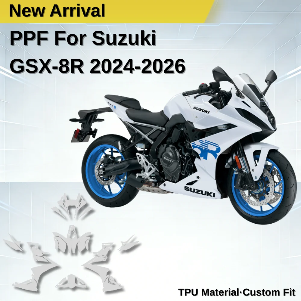 

Комплект защитной пленки из ТПУ для мотоцикла Suzuki GSX-8R 2024-2026: прозрачная, ультратонкая, самовосстанавливающаяся пленка PPF для GSX8R
