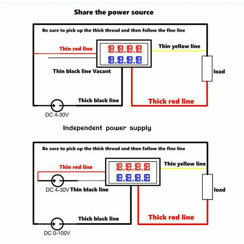 W/Connecting Line Power Meter Voltmeter Ammeter 100% Brand New 3 Digit DC 100V 10A Digital High Quality Accessories