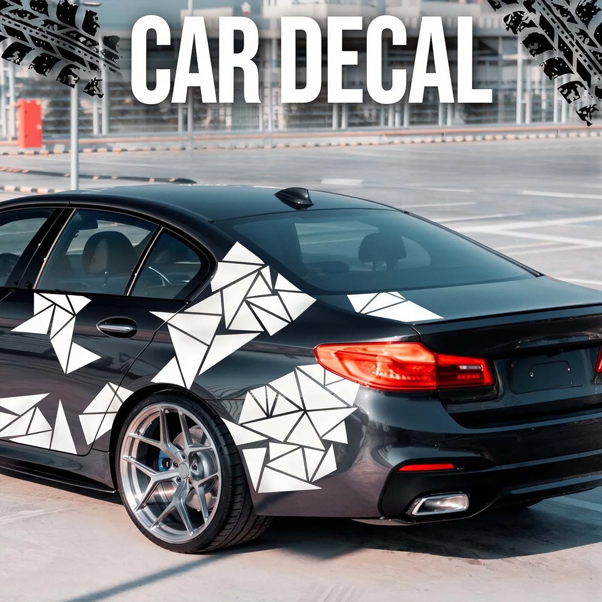4Pcs Car Stickers Geometric Triangle Waterproof UV Resistant Self Adhesive Vinyl Decals for Rear Side Body Hood Exterior Decor