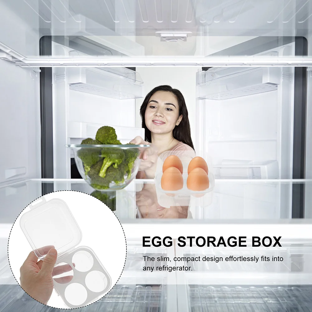 2 Pcs 4 Grid Egg Storage Box Transparent Holder Container Transport Dispenser Fridge Pp