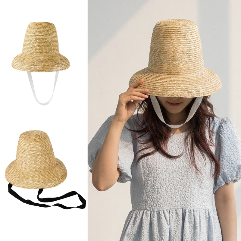 Sun Straw Hat Tall Long Strap Lightweight Hats Wide Brim Summer Sun Hat Drop shipping