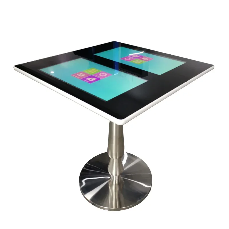 Future style Rounded corners Sheet metal tempered glass Coffee office Restaurant Touch Screen Smart table