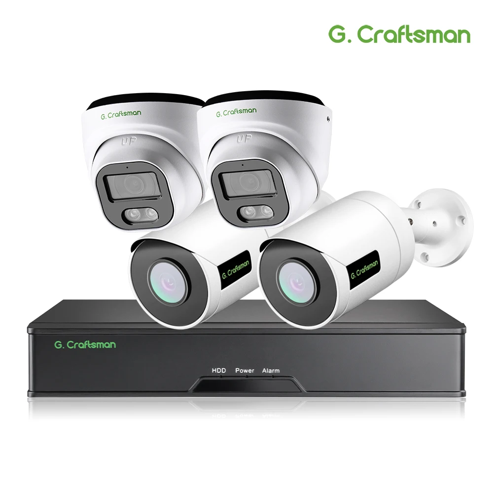 G.Craftsman 5MP SONY 30fps POE IP Camera Kit System CCTV Security AI Person Vehicle Detection Audio Surveillance Video VideoLink