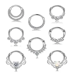 8pcs 16G 316L Stainless Steel Septum Nose Rings,Hyposensitization CZ Cartilage Tragus Helix Daith Hoop Earring Piercing Jewelry