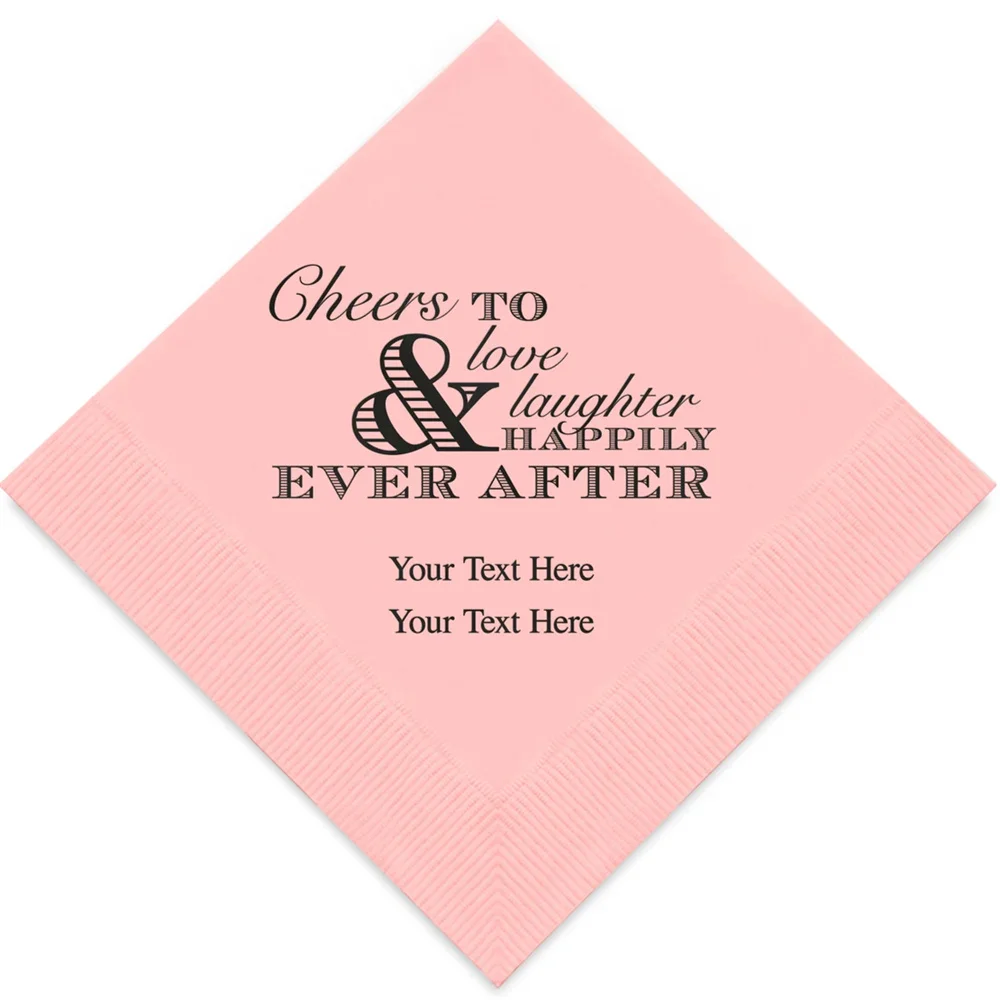 

50PCS Cheers to Love, Laughter and Happily Ever After Napkins - Personalized Wedding Napkins - Engagement Napkins - Set of 50 C