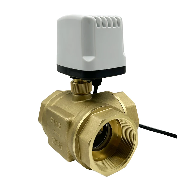 DN50 3 Way IP65 Waterproof Brass Motorized Ball Valve 220V 12V 24V 3-Wire 2 Control T/L Type Brass Electric Ball Valve