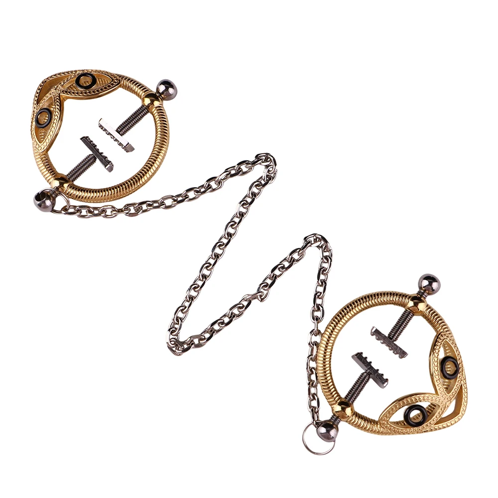 LEZEE مقاطع الثدي الجنسية مشابك الحلمة المعدنية مع سلسلة تسخير المثيرة الجسم إغاظة الثدي عبودية ضبط النفس الجنس لعب للنساء #3