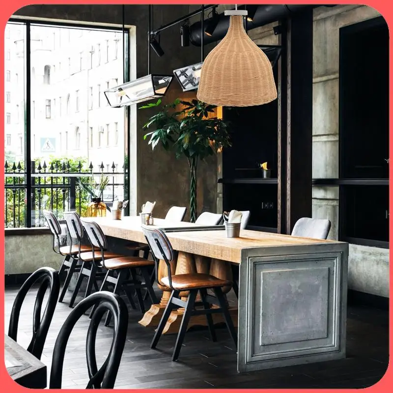 

A76I-Rattan Lamp Pendant Light Vintage Hanging Lamp Shades E27 Living Room Dining Room Decor Cafe Restaurant Hanglamp
