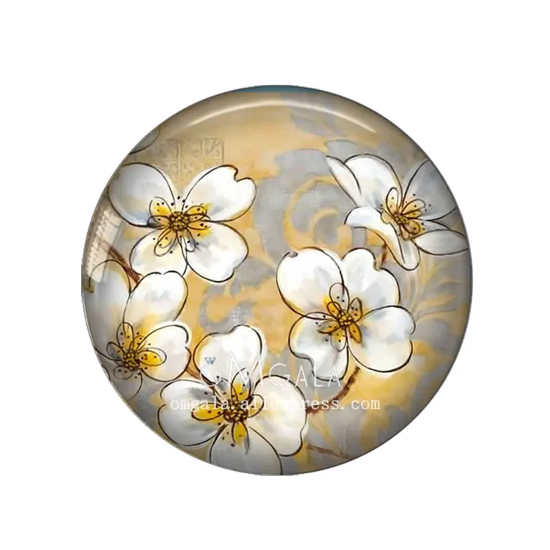 10pcs/lot Vintage Floral Beautiful Flowers Art Patterns 12mm/14mm/20mm Round Glass Cabochon Dome Demo Flat Back Making Findings